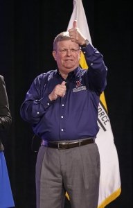 Director/Chief Executive Officer Tom Shull gives a thumbs up during the opening of the MSM/GM conference.