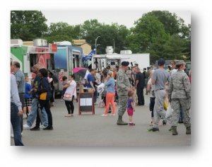 Scott AFB, Ill., hosts Food Truck Fridays, featuring 13 various food trucks, other vendors, recreation and entertainment. A recent event netted nearly $20,000 despite rain. that day. 