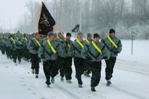 Fort Drum Soldiers Running in the snow