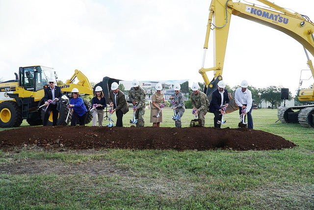 Leaders from the Army & Air Force Exchange Service, the 502nd Air Base Wing, U.S. Army Medical Command and Joint Base San Antonio-Fort Sam Houston break ground on the new 210,000-square-foot Exchange shopping center at Fort Sam Houston, expected to open in 2020.