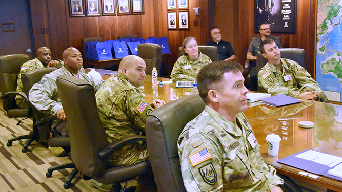 Soldiers and Airmen assigned to the Exchange HQ in Dallas learn about the Department of Defense's largest military retailer.