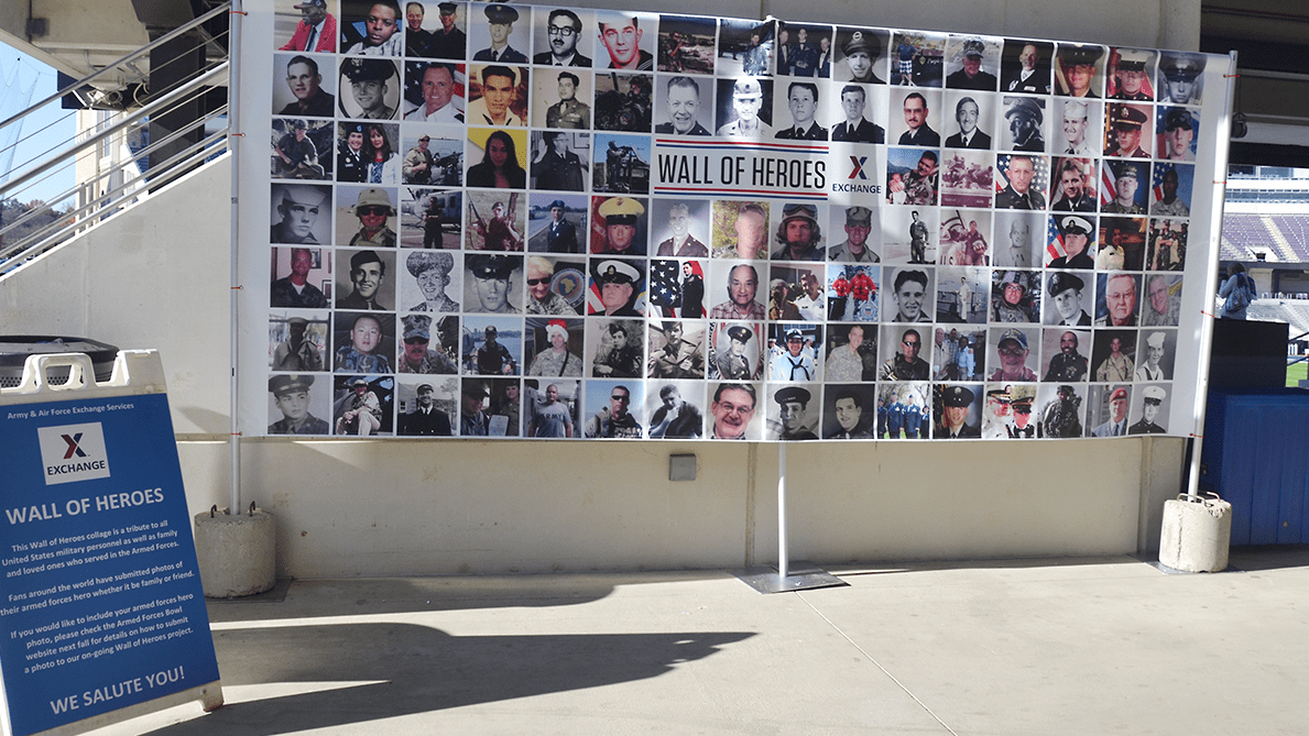 The Wall of Heroes at TCU's football stadium in Fort Worth. The Exchange seeks contributions to this year's Wall of Heroes.