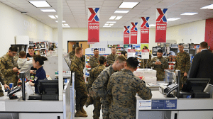 Prior to the opening of the new Express, troops were shopping in a shipping container.