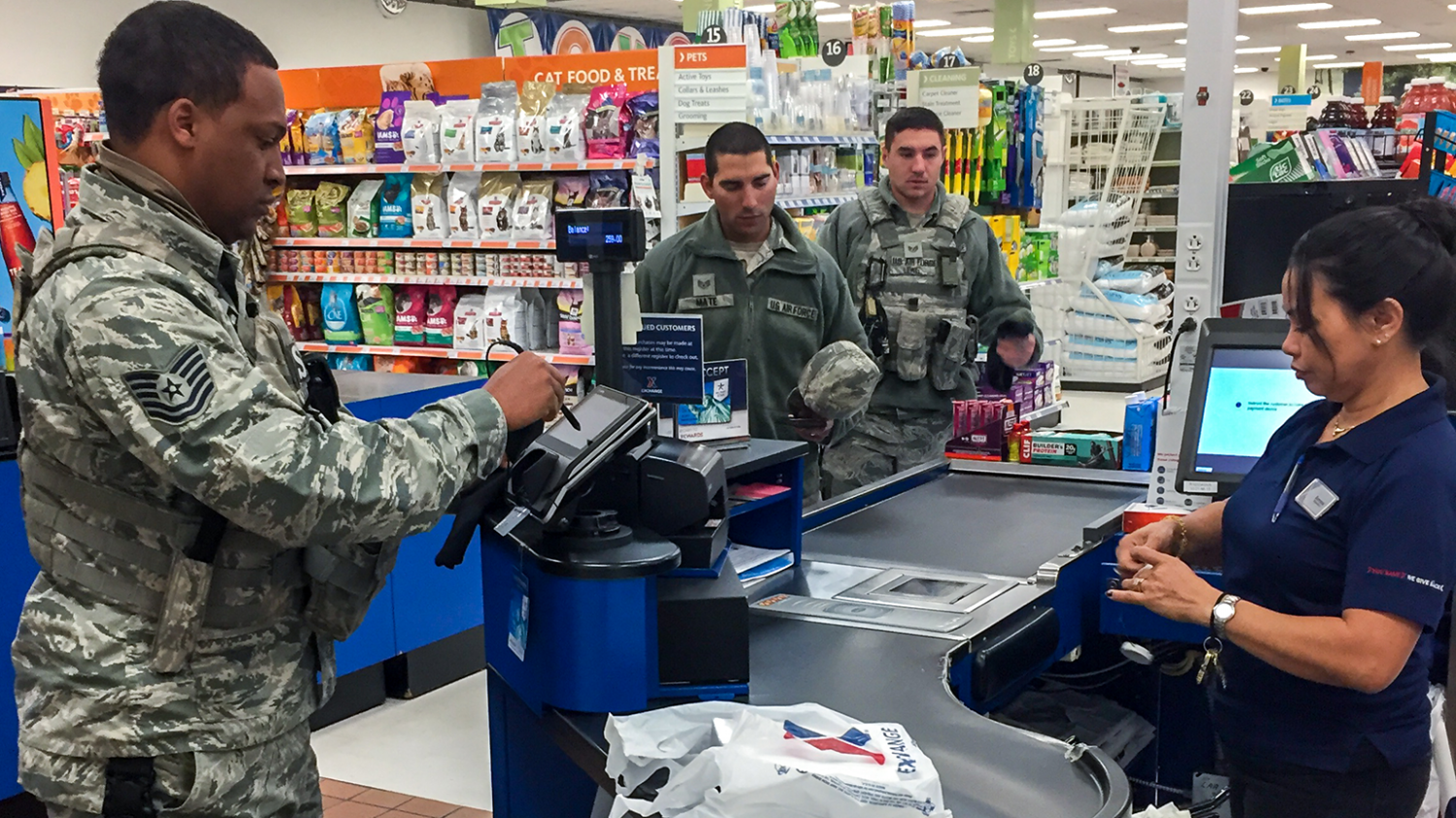 Airmen are among the first to shop at the Exchange at Tyndall AFB, Fla., after the main store opened Nov. 28 after Hurricane Michael decimated the installation.