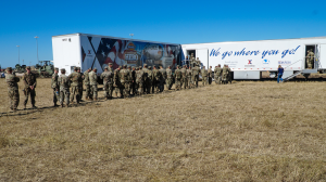 Installation command at Base Camp Donna outside of McAllen, Texas, requested a mobile field exchange on Nov. 10. Four days later, the store-on-wheels opened for a steady stream of Soldiers throughout the day.