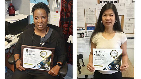 Two Exchange Logistics Directorate certificate winners.