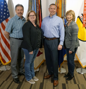 Left to right, David Wormald, USTRANSCOM functional support lead; Morgan Meeks, Exchange vice president of transportation operations; Stephen Hendren, USTRANSCOM’s Exchange team lead; and Karen Stack, Exchange executive vice president/chief logistics officer.