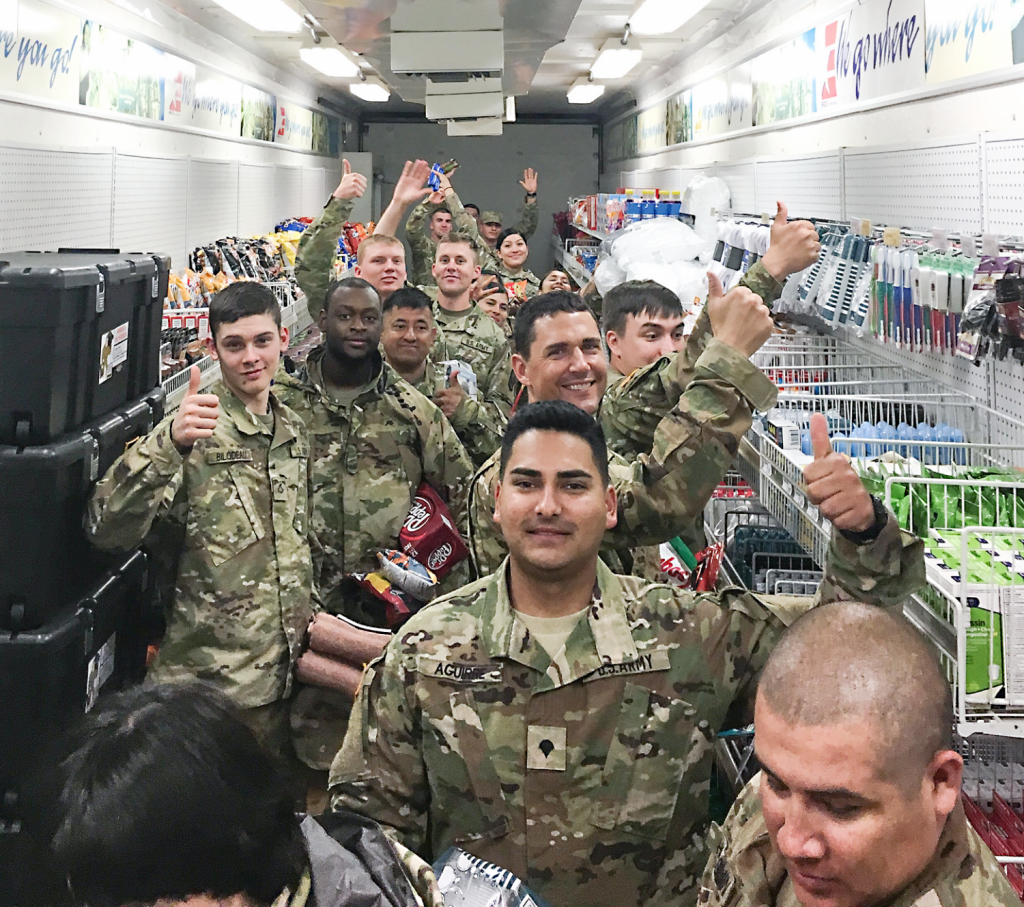 National Guard members and Reservists get necessities from an MFE the Exchange set up in Guatemala.