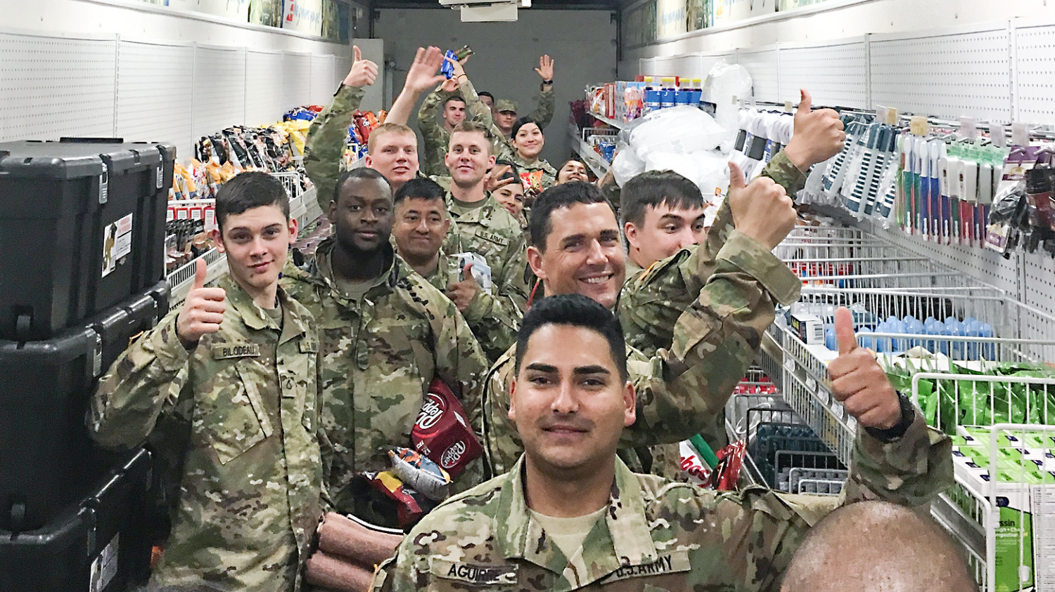 National Guard members and Reservists get necessities from an MFE the Exchange set up in Guatemala.