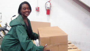 Safe-working challenges motivate associates like Patricia Becton to learn proper techniques, improve the distribution center's efficiency and reinforce physical and cognitive fitness.