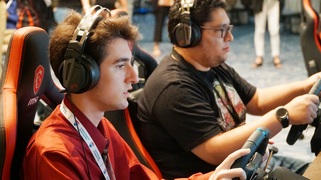 From left: Dyondre ZseDenny, customer experience supervisor at the Beale AFB Exchange, challenged Christopher Sunga, sales area manager at Fort Meade, during the Battle of the Branches tournament at ME3.