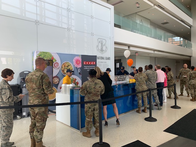 Soldiers at the ANGRC queue for the first FOODA lunch service