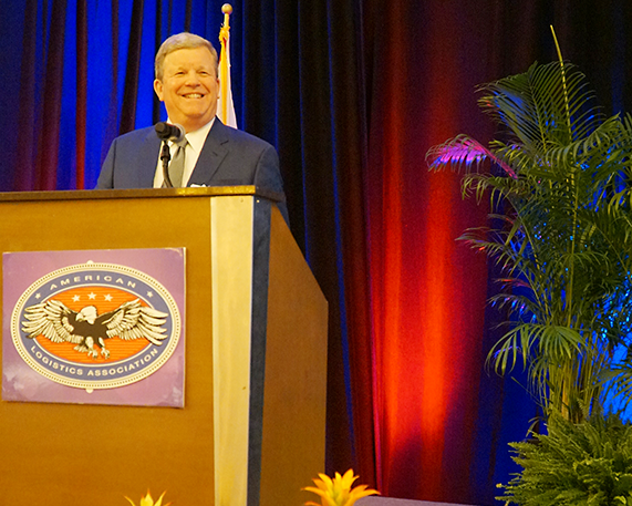 Director/CEO Tom Shull addresses the American Logistics Association convention in Orlando, Fla.