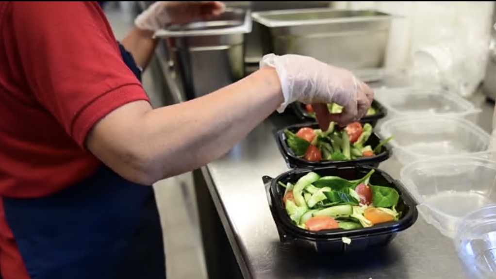 Healthy salads from the Exchange are on the grab-and-go menu at Ramstein AB's Department of Defense Education Activity schools.