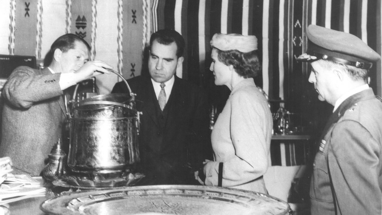 Richard Nixon pays a visit to the Exchange in Casablanca.