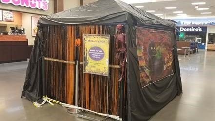 The Kirtland AFB Exchange's "Mall-o-Ween" haunted house display will be set up in the Exchange mall through the end of October.