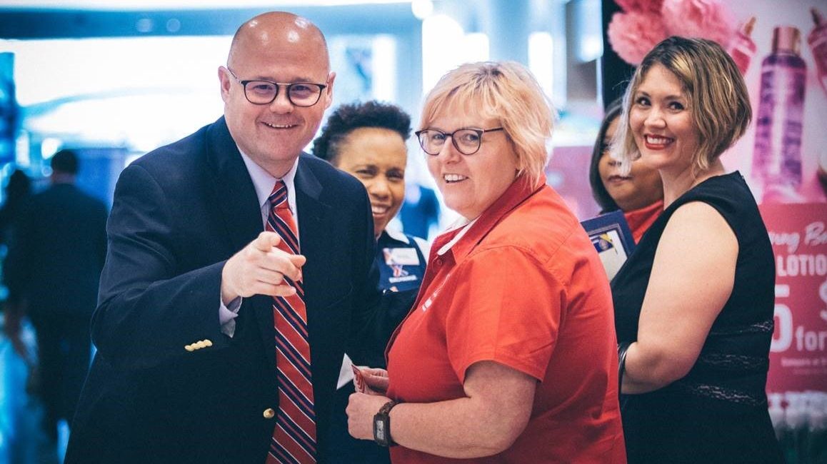 From left, Exchange Chief Operating Officer Jason Rosenberg, Stuttgart Exchange General Manager Sandra Reed, KMCC Administrative Assistant Birgit Scholz, Region Food Business Manager Thaise Jennings and Melisa Rosenberg.