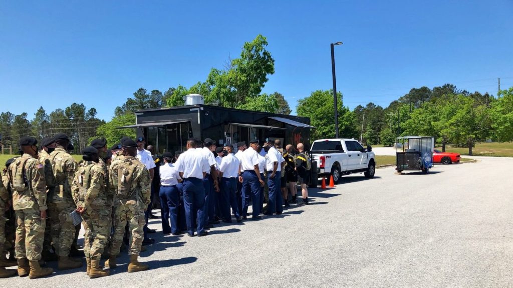 Food trucks drew lines at the 3rd Battalion, 39th Infantry Regiment basic training graduation April 22 at Fort Jackson.