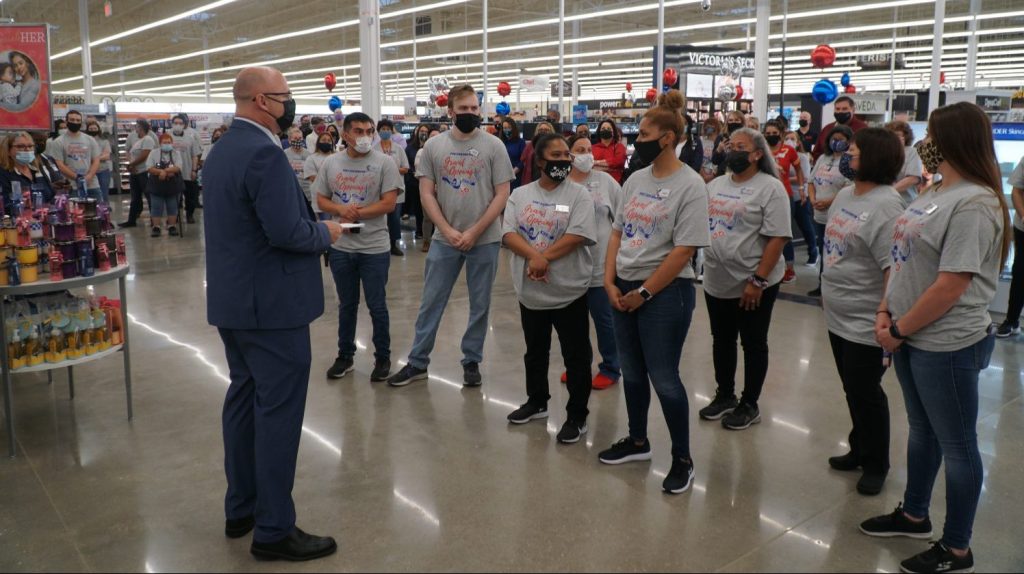 COO Jason Rosenberg speaks with the Fort Sam Houston Exchange team at the grand opening of $54 million PX shopping center in April.