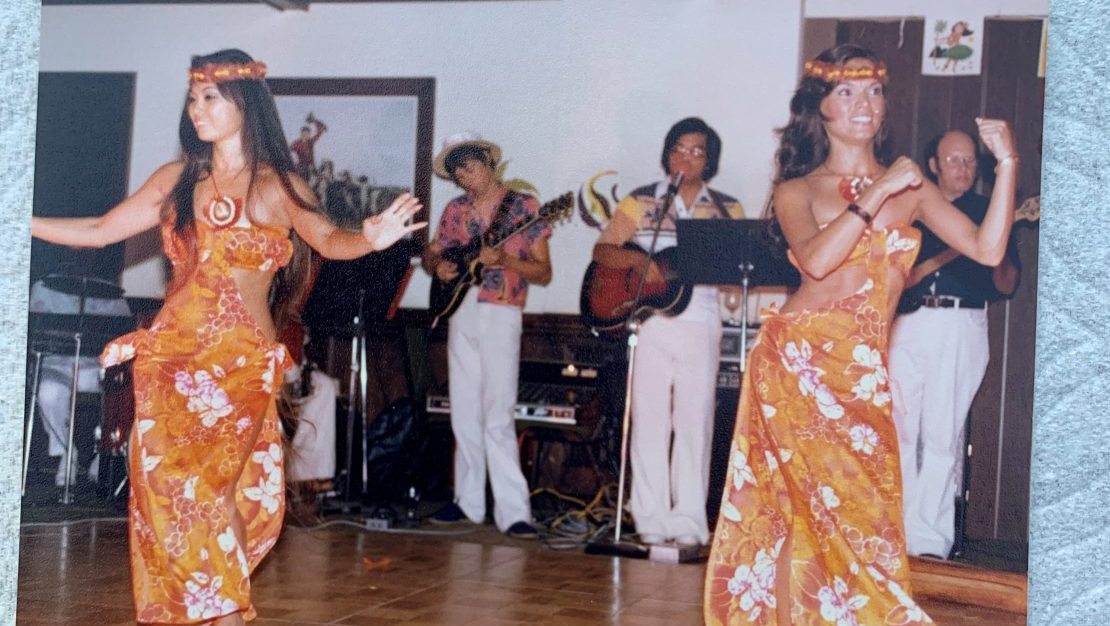 HR facilities manager Sean Asuncion's parents, who both worked for the Exchange, also played and danced to Hawaiian music in the Skyline Restaurant during its early days. At right are Sean's mother, JoAnn, and Mel Asuncion (in glasses). Both are now retired from the Exchange.