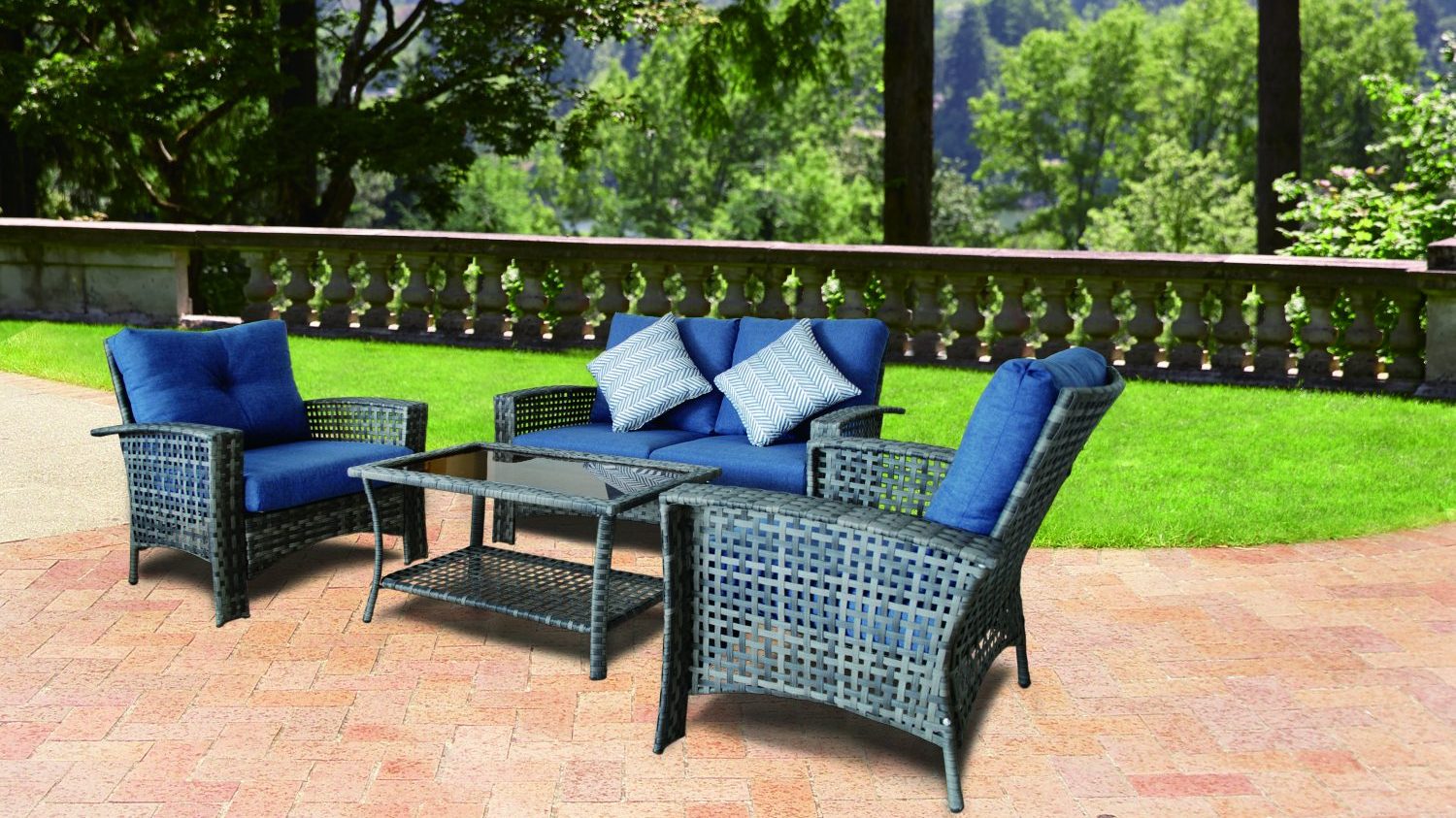 <strong>Patio furniture, such as this Garden View four-piece cushioned wicker chat set, has been selling exceptionally well in Outdoor Living.</strong>