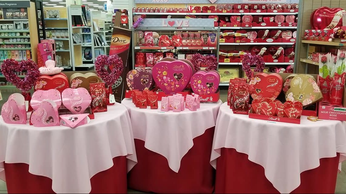 A Valentine's Day display at the Nellis Air Force Base Exchange in 2020.