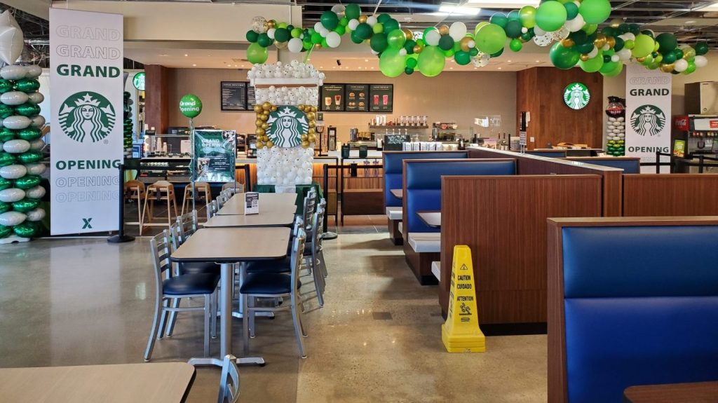 <strong>The fall openings of this Starbucks and a Qdoba Mexican Eats were big events in Fort Rucker's food court renovation, which is ongoing. Among improvements was new furniture, including booths with charging stations for smartphones and other devices. A couple of restaurants remained closed while renovations continue.</strong>