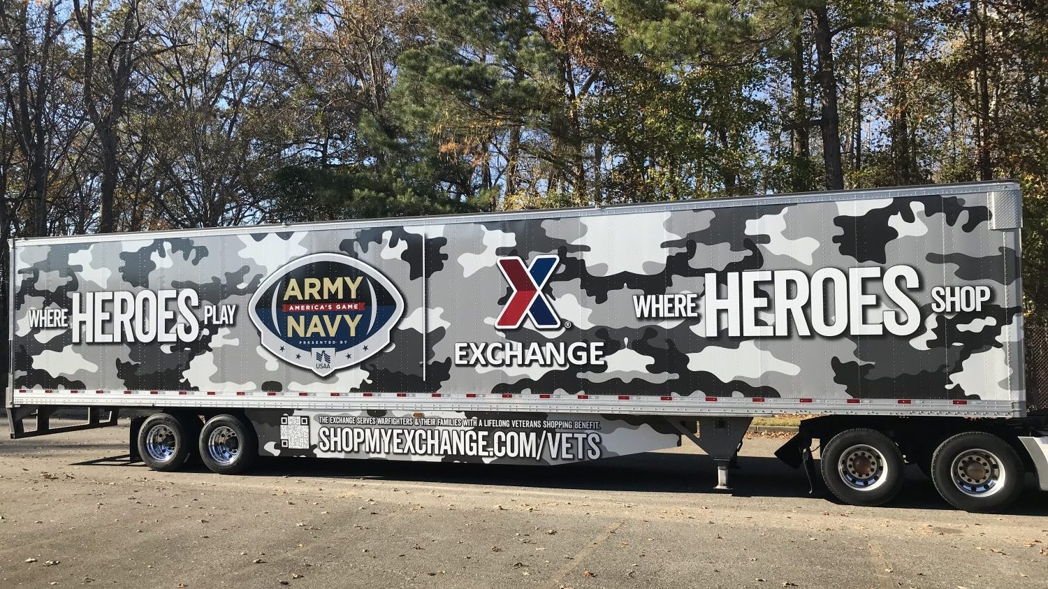 <B>Cadets and Midshipmen will get a reminder that the Department of Defense’s largest retailer is here to serve them with tax-free shopping and military-exclusive pricing with the display of the Exchange’s latest patriotic truck wrap at the 123rd Army-Navy Game, held Dec. 10 at Lincoln Financial Field in Philadelphia.</b>