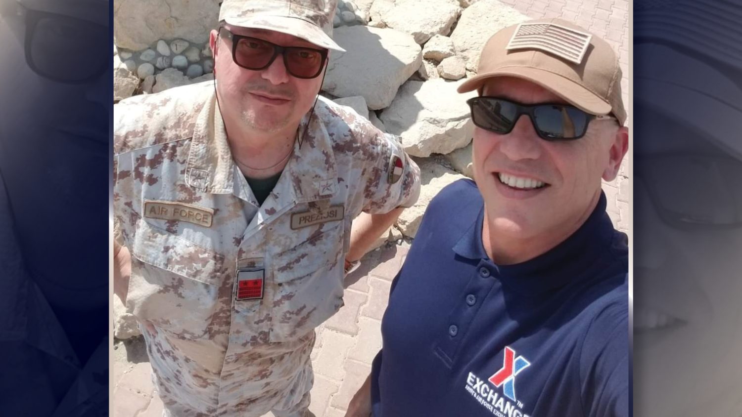 <b>Chief Master Sargeant Preziosi, Italian Air Force (left)and Gino Rakas (right).
The picture was taken in Kuwait at Ali Al Salem with Marco Preziosi, an Italian Air Force Chief in 2018.</b>
