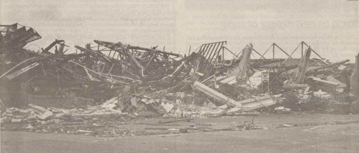 <b>This 1992 Exchange Post photo shows how Hurricane Andrew leveled the Big Branch Exchange at Homestead AFB.</b>