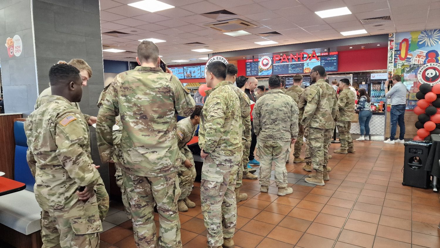 <b>Customers seeking a taste of hime line up out the door at the grand opening of the Grafenwoehr Panda Express.</b>