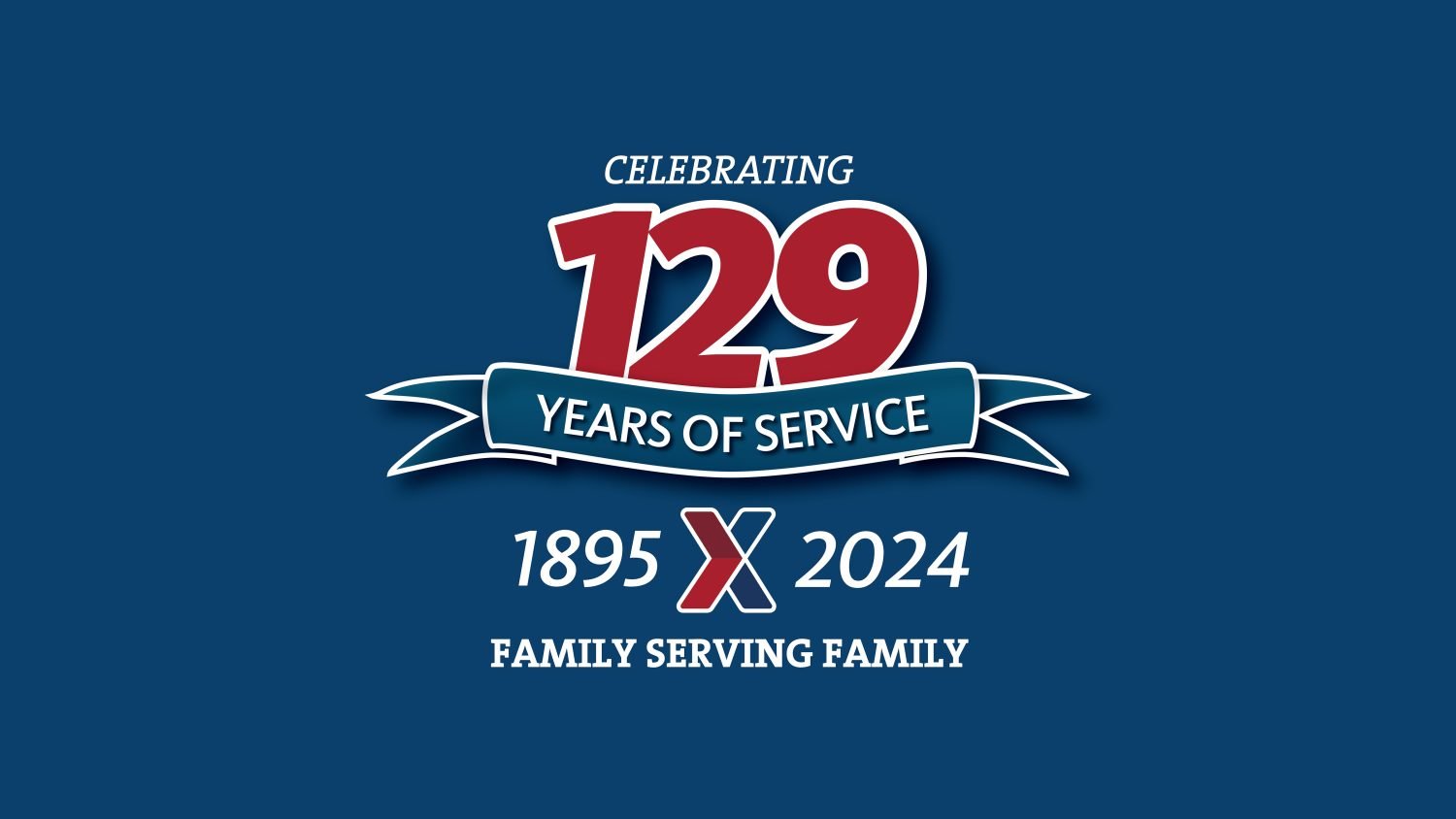 "Celebrating 129 Years of Service" logo