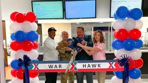 Ribbon-cutting at War Hawk Cafe at Offutt AFB Exchange.