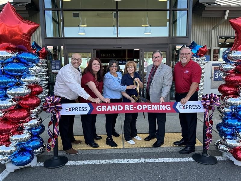 Joint Base Lewis-McChord installation and Exchange leaders cut the ribbon on the renovated Pendleton Express convenience store.