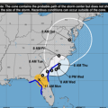 Map of Tropical Storm Debby's path, Aug. 6, 2004.