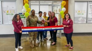 Ribbon cutting at Soleil Nails and Spa at the Little Rock Air Force Base Exchange.