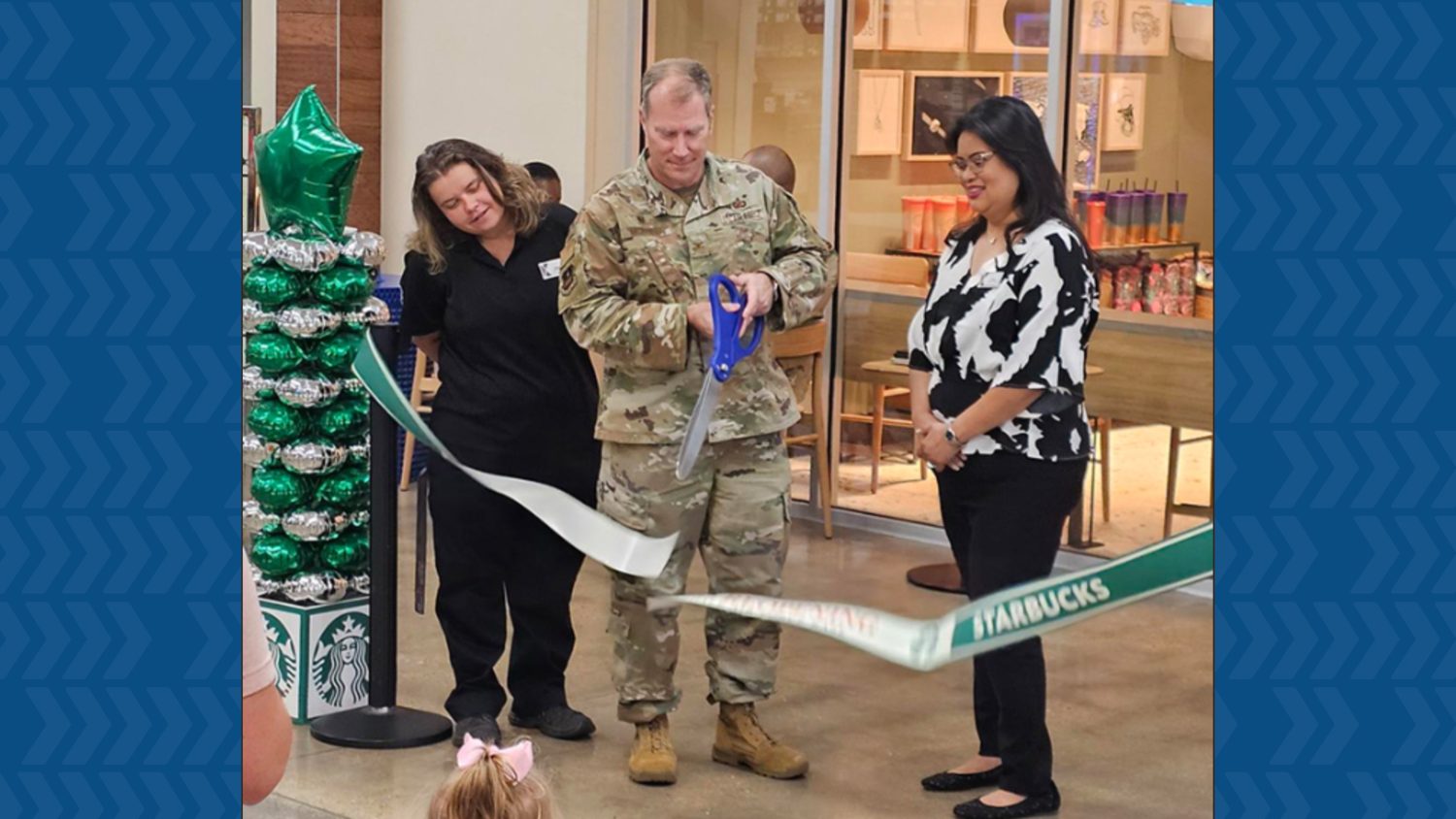 Ribbon cutting at the Barksdale AFB Starbuck Military Family store.