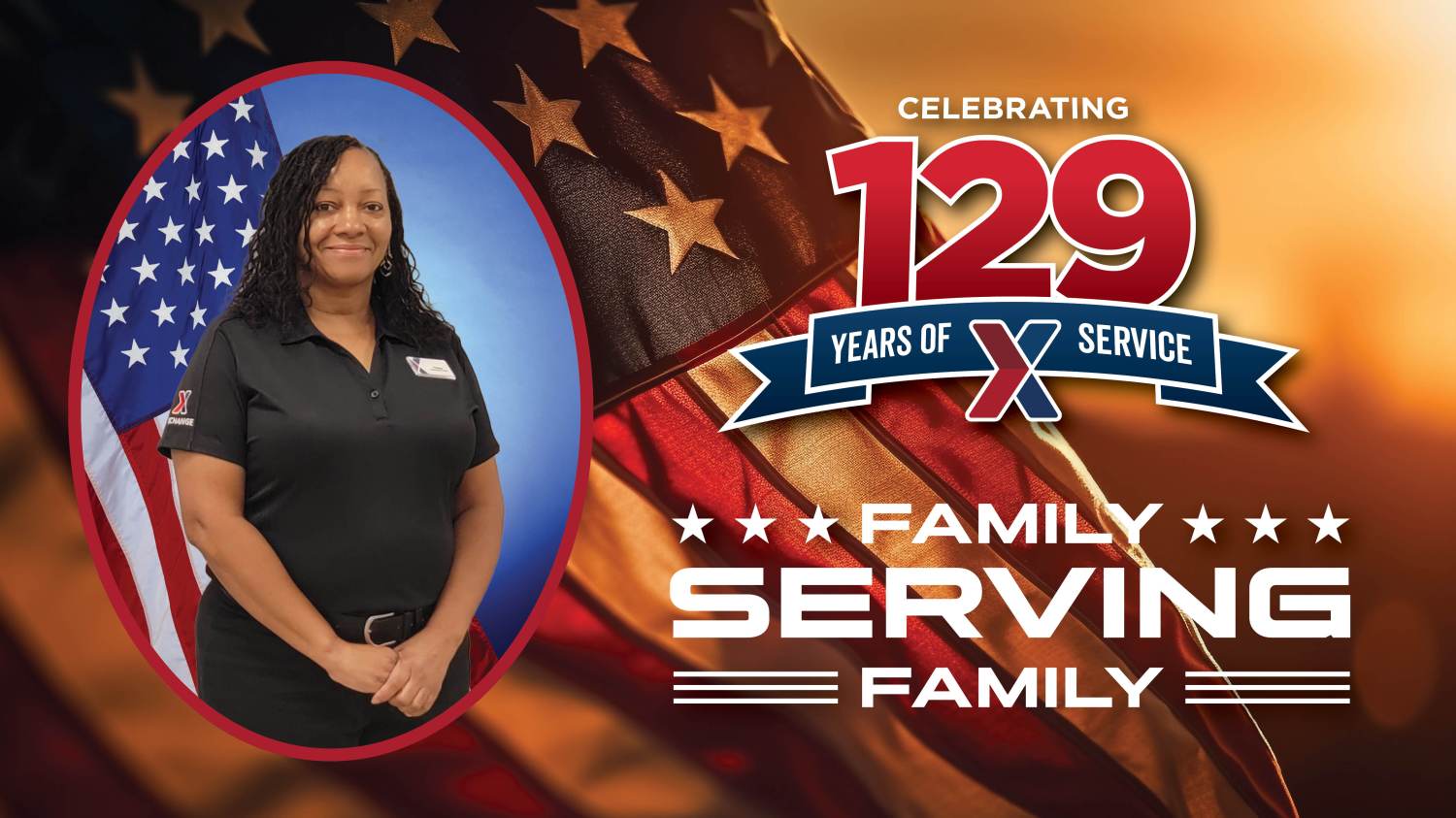 Felicia Robinson photo with 129 Years of Family Serving Family logo.