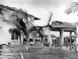 Hickam Field building damage after Pearl Harbor attack.